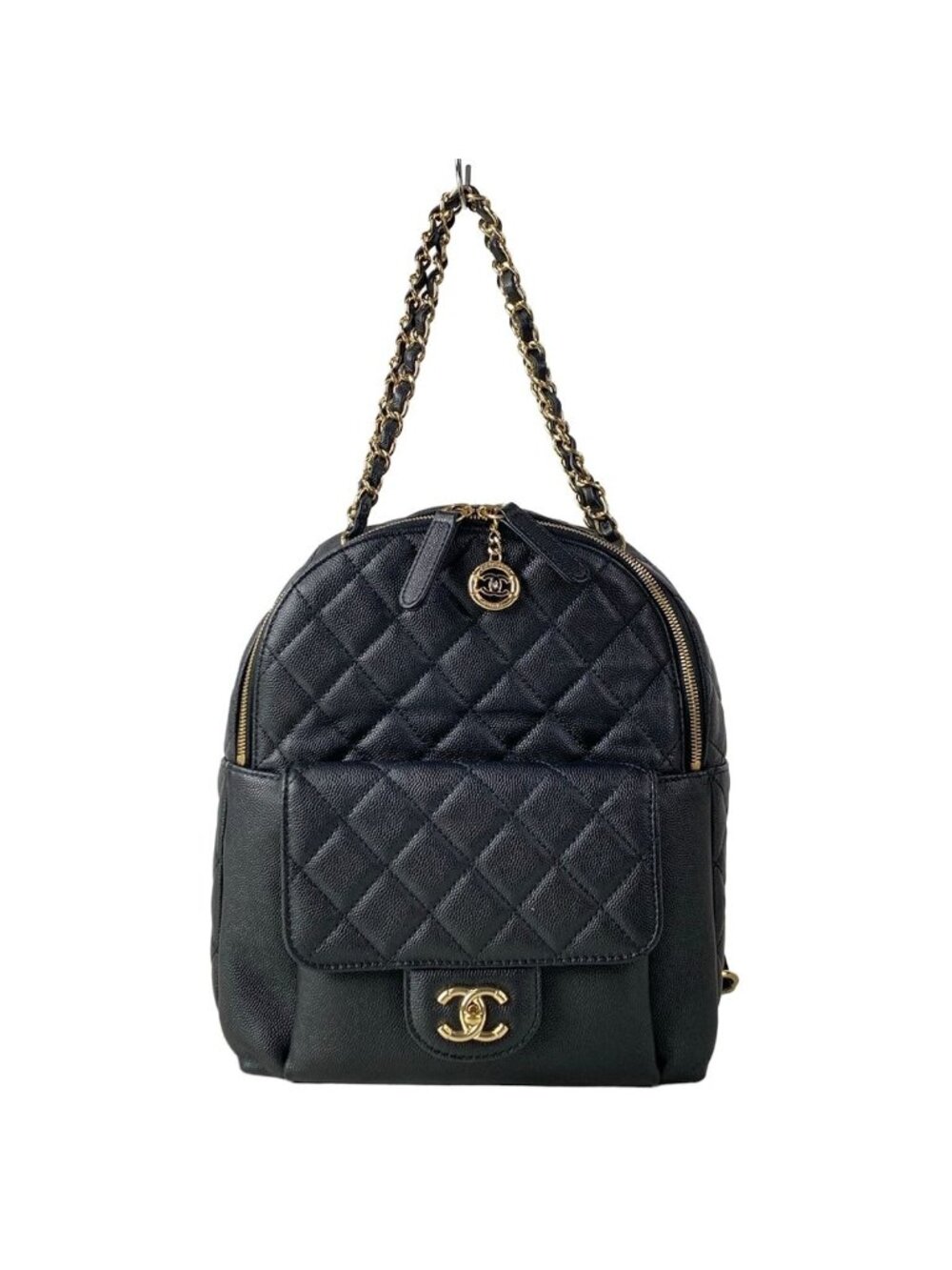 Chanel Backpack Quilted Black 2-Way Chain Shoulder Gold